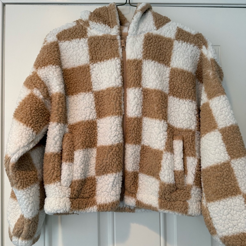 Wild Rose Cream and Tan Checkered Jacket